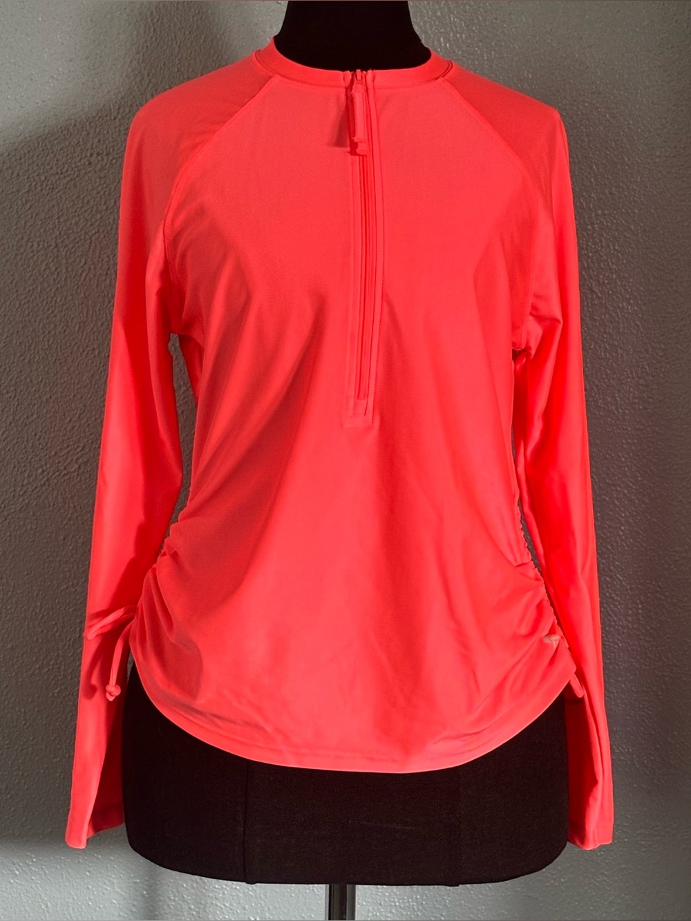 Free Country Neon Orange Coral Athletic Quarter Zip Top Womens Size S